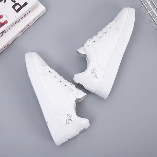 Women Casual Shoes New Woman White Sneakers Breathable Flower Lace-Up Female Sneakers - Image 4