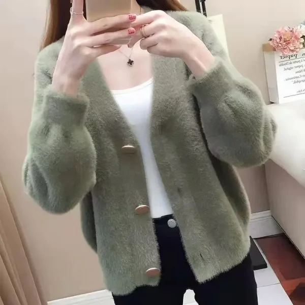 Women's Knitted Loose Korean Version Lazy Style Top Short Sweater for Women - Image 7