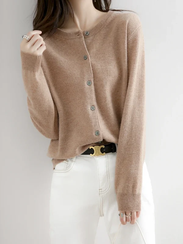 Velvet Cardigan Women Round Neck Spring And Autumn New Loose Knit Coat Sweater - Image 34