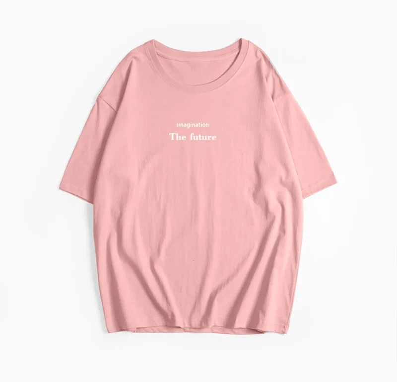 Small Letter Printed T Shirt Women Summer Cotton Soft Short Sleeve Tee - Image 14