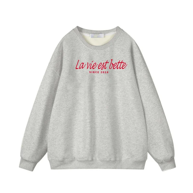 Autumn Casual Red Letter Print Sweatshirt Women Soft O Neck Ladies - Image 13