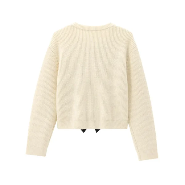 Women's Clothing Style Slim Ft, Simple Soft Round Neck Long sleeved Knitted Sweater Cardigan - Image 2