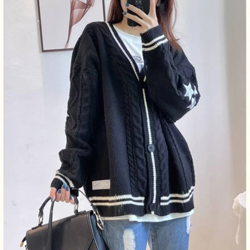 Knit Cardigan Women Autumn Gentle Solid Long Sleeve Single Breasted Female Sweaters - Image 5