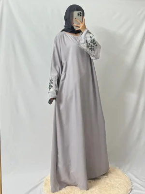 Dress Muslim Kaftans Long Sleeve Loose Embroidery Maxi Ramadan Dresses