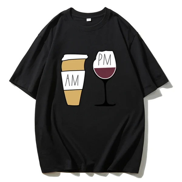 Coffee Cups Graphic Printed T Shirt Women Summer Cotton Soft Short - Image 7