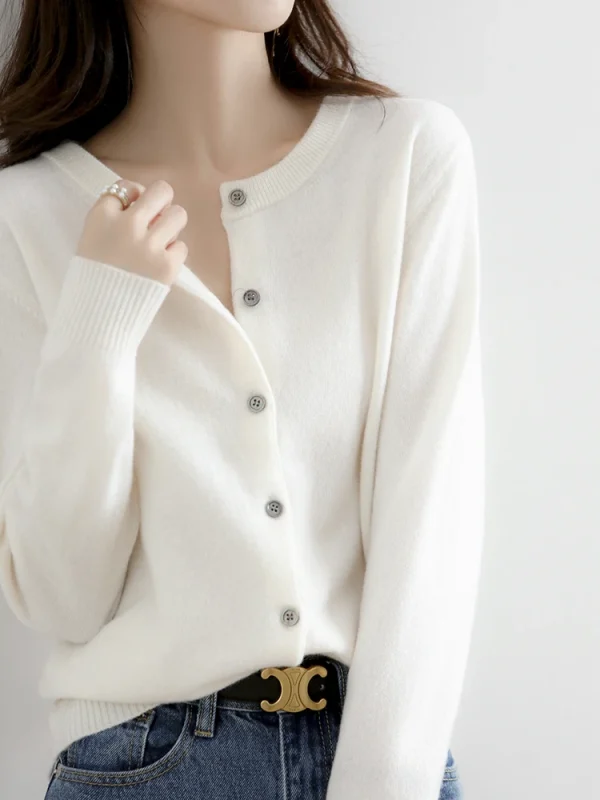 Velvet Cardigan Women Round Neck Spring And Autumn New Loose Knit Coat Sweater - Image 22