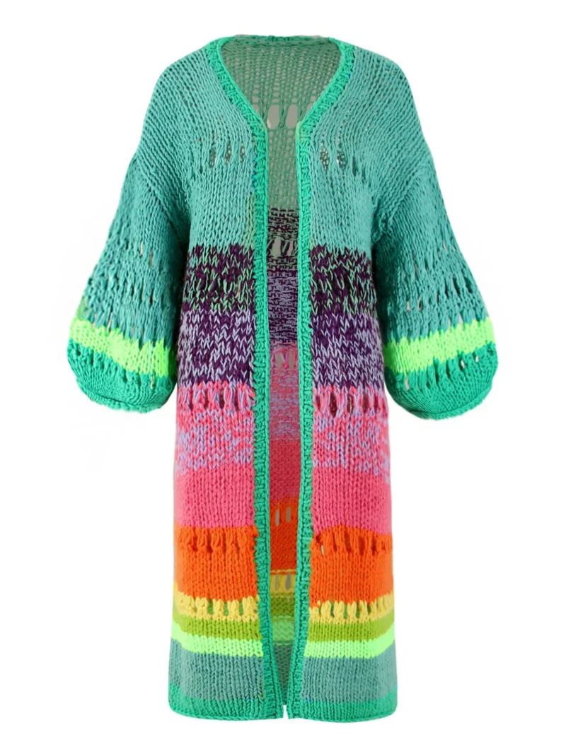 Handmade Boho Kimono Cardigan Sweater Women Coat 2024 Autumn - Image 6