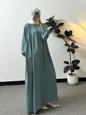 Loose Maxi Prayer Dress Muslim Modest Dresses Jilbabs Full Sleeve Casual