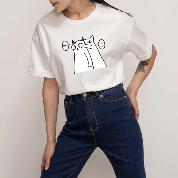 Simple Cartoon Graphic T-shirts Women 2023 Summer Loose High - Image 3