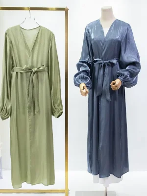 Kaftan Muslim Abayas Women’s Islamic Clothing Long Sleeve Open Front Abaya