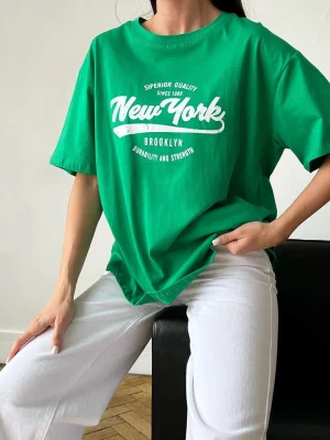 Newyork Letter Print T-Shirt Women Crew Neck Loose Harajuku Top