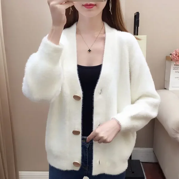 Women's Knitted Loose Korean Version Lazy Style Top Short Sweater for Women