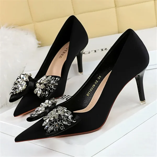 Women 7.5cm 10.5cm High Heels Crystal Pumps Lady - Image 2