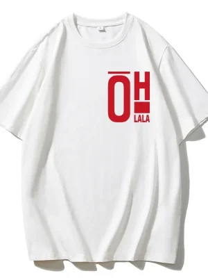 Letter “oh Lala” Printed T Shirt Women Summer Cotton Soft Short Sleeve