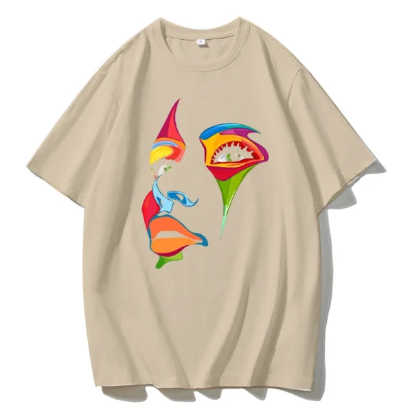 Colorful Face Printed T Shirt Women Summer Cotton Soft Short Sleeve