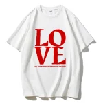 Letter Love Printed T Shirt Women Summer Cotton Soft Short Sleeve Tee