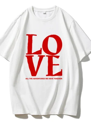 Letter Love Printed T Shirt Women Summer Cotton Soft Short Sleeve Tee