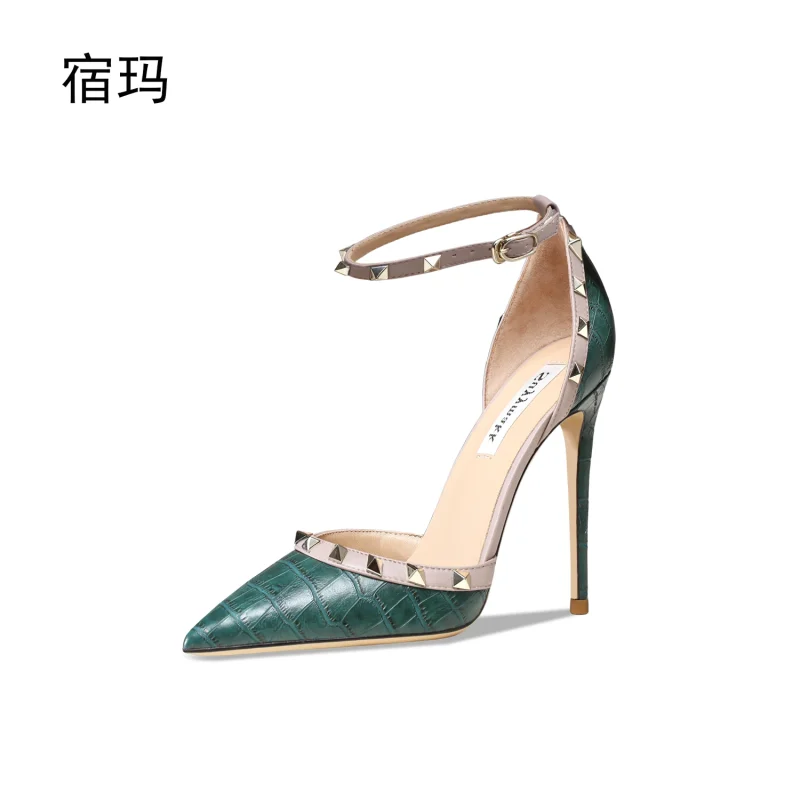 Women's Sandals Summer 2024 Luxury Brand Rivet Classic High Heels - Image 6