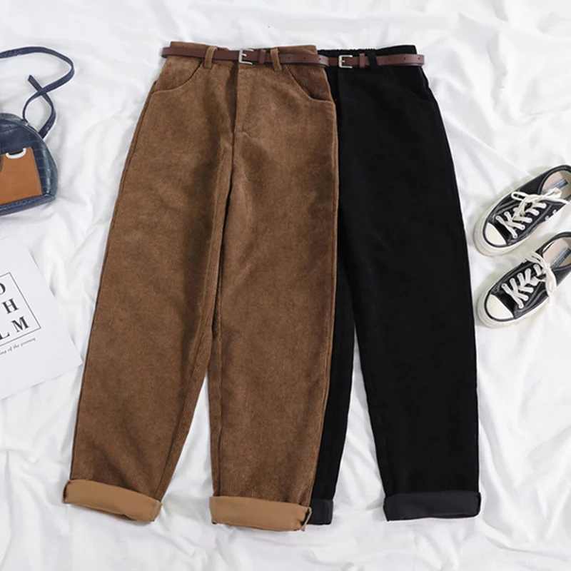 Women Spring Corduroy Pants High Waist Autumn Vintage Korean Casual - Image 4