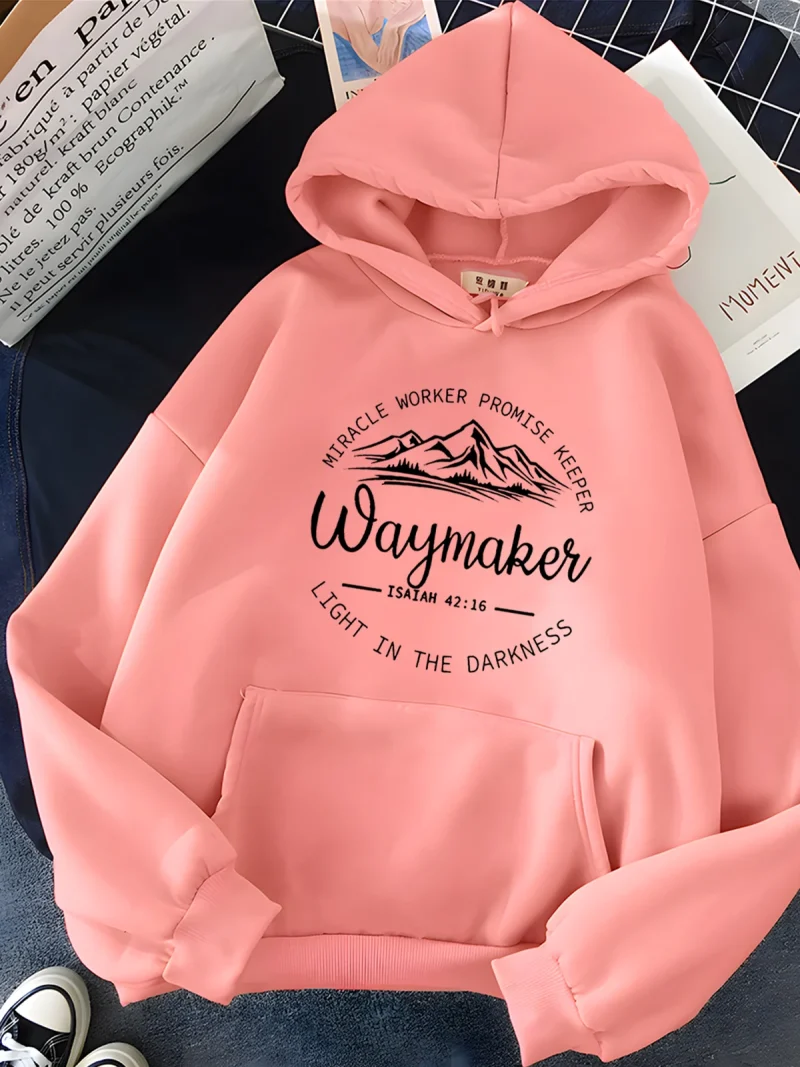 Vintage Letter Print Hoodie for Women Soft Casual Loose Sportwear Female Sweatshirt - Image 4