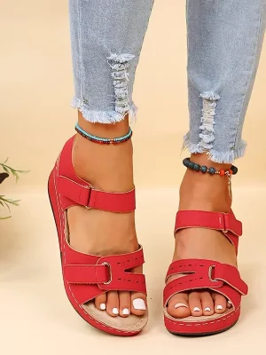 Women Sandals Summer 2024 New Woman Handmade Shoes Leather Breathable Sandals Female Flats Retro Style Sandale Zapatillas Mujer