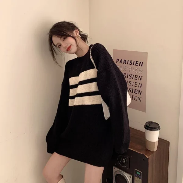 Sweaters Women Lazy Wind Loose Long Sleeve Knitted Pullovers Korean Oversize Casual Streetwear Jumpers Fall - Image 3