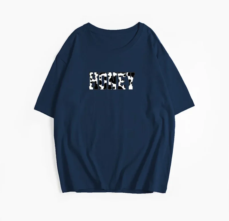 Letter "honey" Printed T Shirt Women Summer Cotton Soft Short Sleeve - Image 14