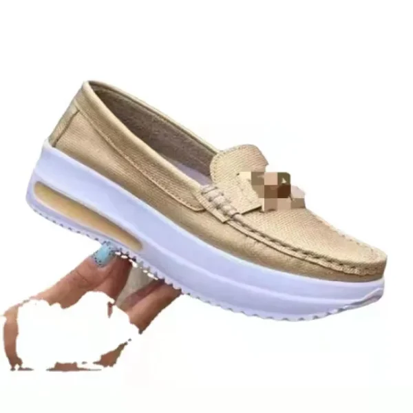 Women's Vulcanized Shoes Summer New 2024Round Toe Leather Women's Sports Shoes - Image 6