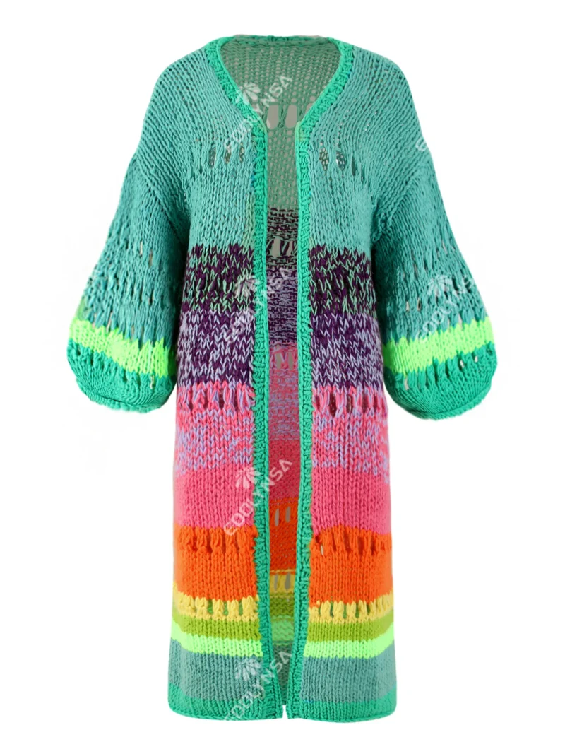 Handmade Boho Kimono Cardigan Sweater Women Coat 2024 Autumn - Image 13