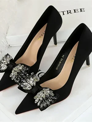 Women 7.5cm 10.5cm High Heels Crystal Pumps Lady