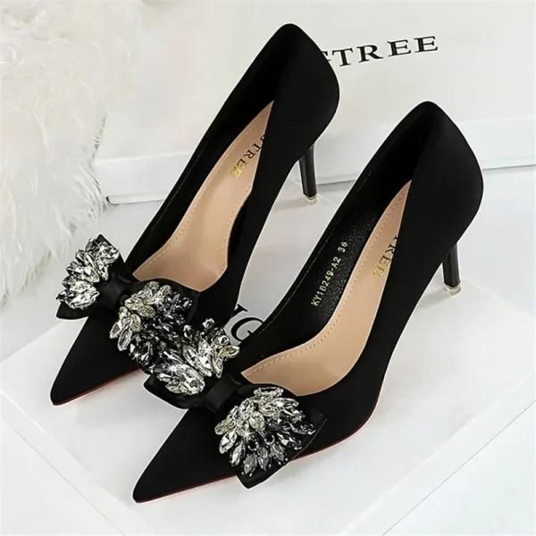 Women 7.5cm 10.5cm High Heels Crystal Pumps Lady