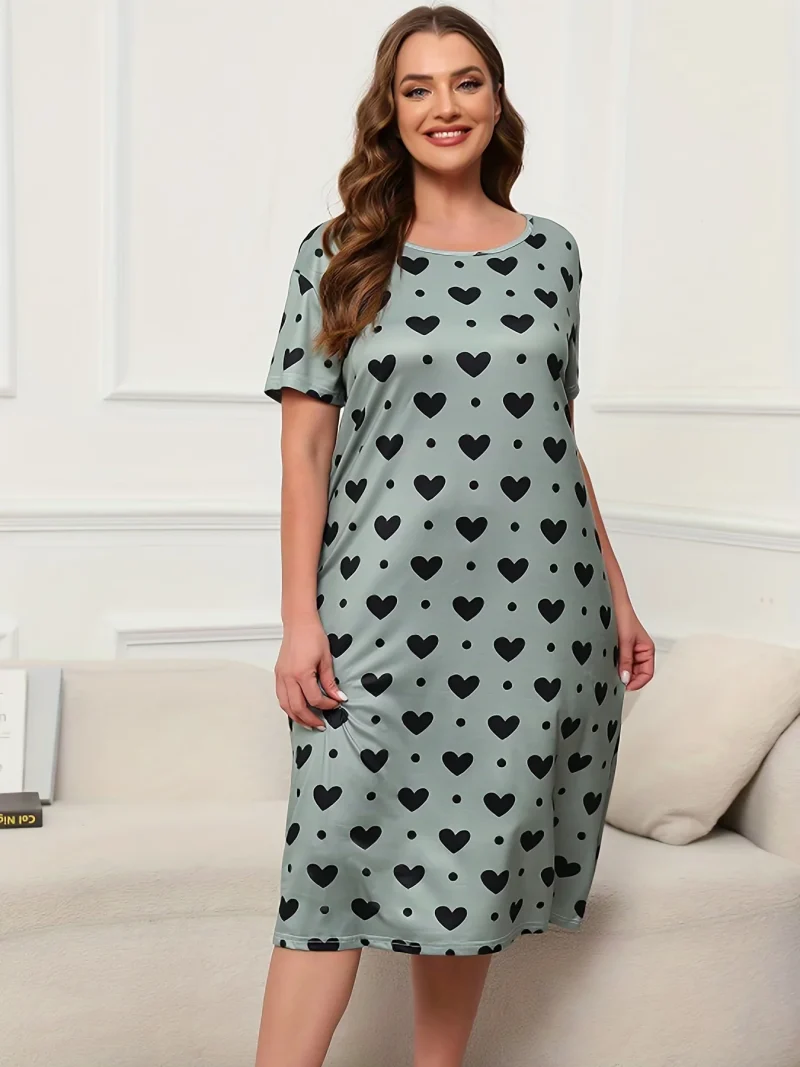 Dresses Micro Stretchy Nightgowns Short Sleeve Pullover Round Neck - Image 6