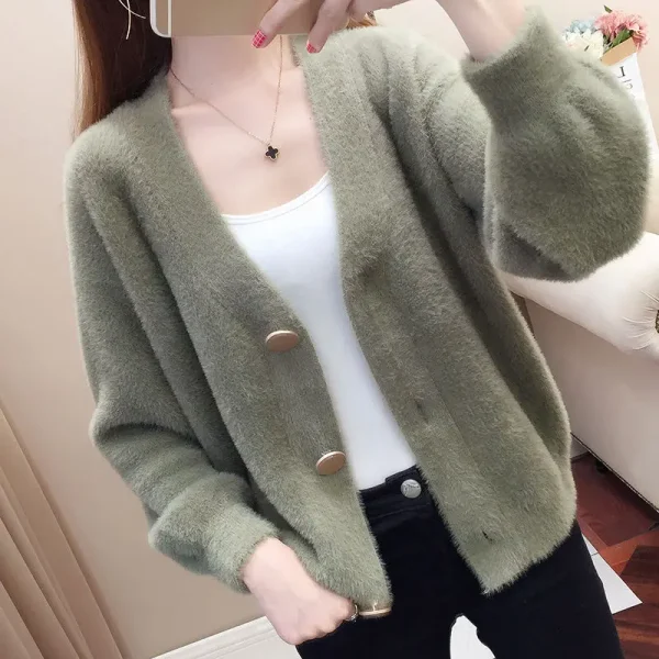 Women's Knitted Loose Korean Version Lazy Style Top Short Sweater for Women - Image 8