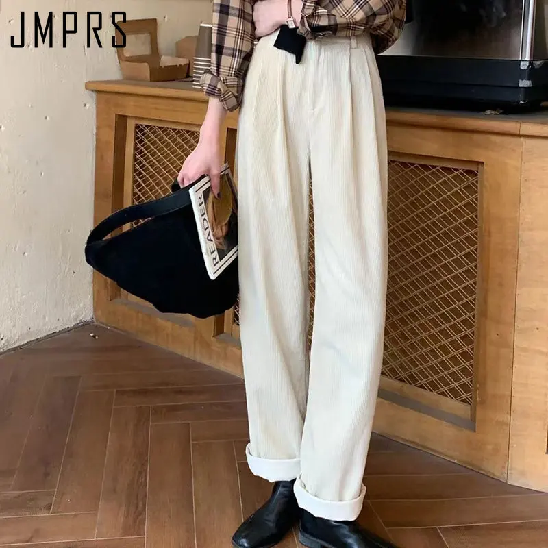 High Waist Women Vintage Corduroy Pants Straight Casual Spring Trousers - Image 4