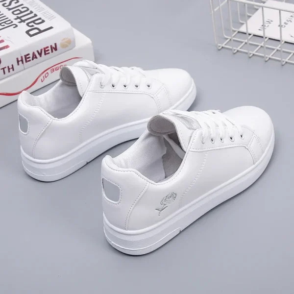 Women Casual Shoes New Woman White Sneakers Breathable Flower Lace-Up Female Sneakers - Image 3