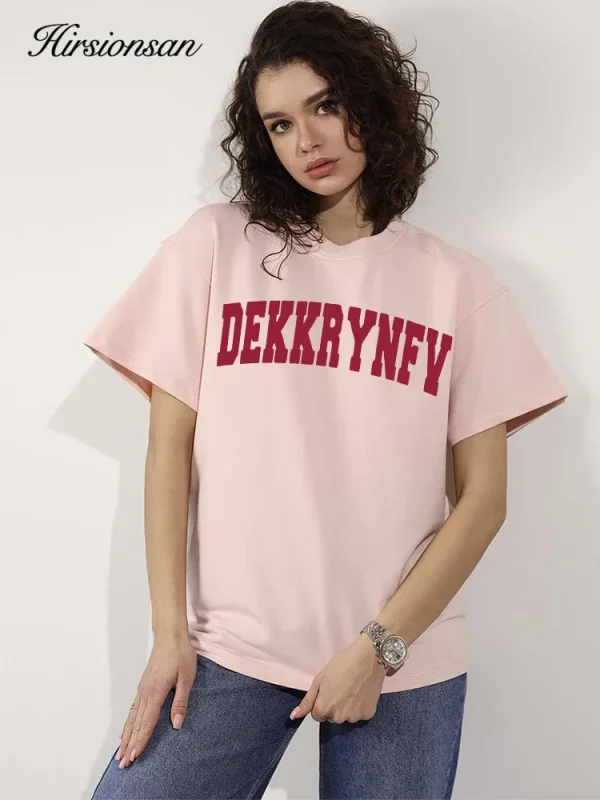 Red Letter Printed T Shirt Women Summer Loose Casual Soft Female