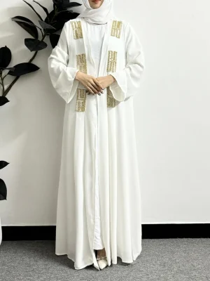 Muslim Kaftans Open Front Abaya Women Maxi Length Dress Islamic Clothing