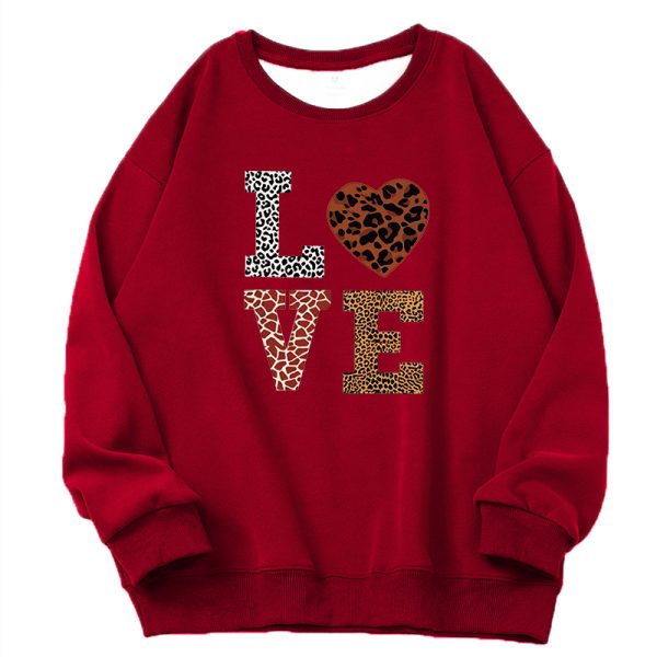 Vintage Sweet Heart Print Sweatshirt Women Basic Hooded Ladies Soft Long Sleeve - Image 10