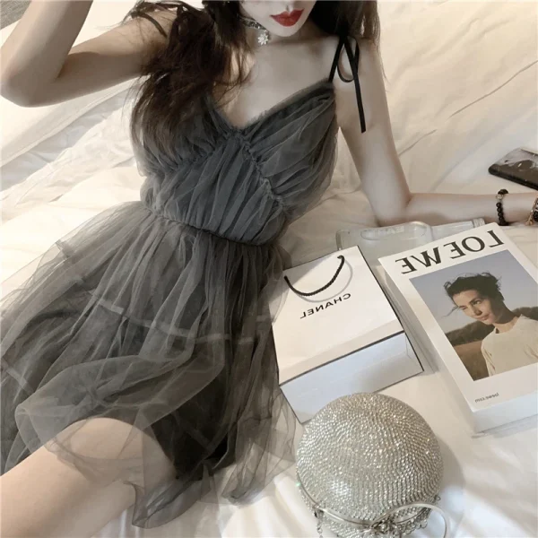 Sexy Lace Women Dress Women Vintage Mesh Patchwork High Waist - Image 2