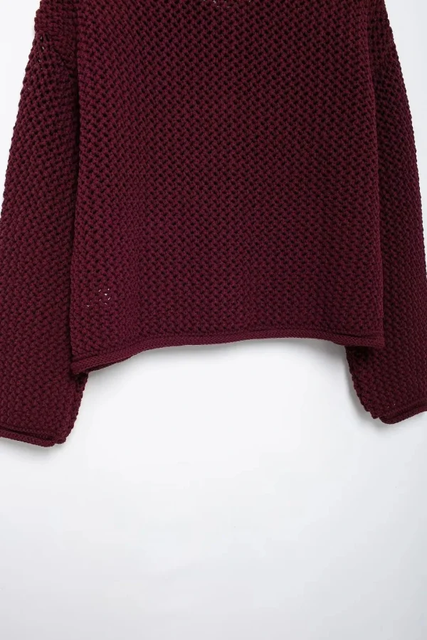 Women Elegant Burgundy Red Cardigan Fashion O Neck Long Sleeve Sweaters - Image 5