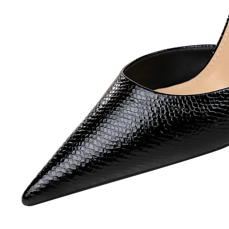 Women Nude 8cm High Heels Leather Sandals Nightclub Sandles Office Lady - Image 5