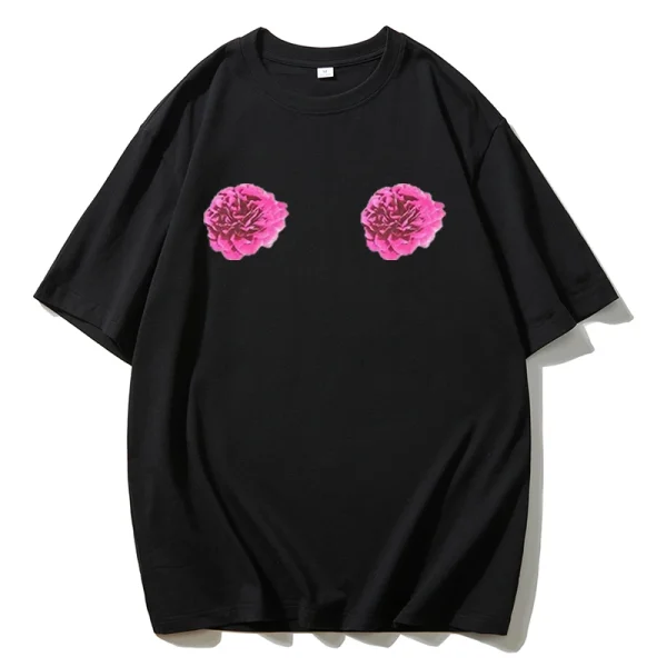 Flower Graphic Printed T Shirt Women Summer Cotton Soft Short - Image 6