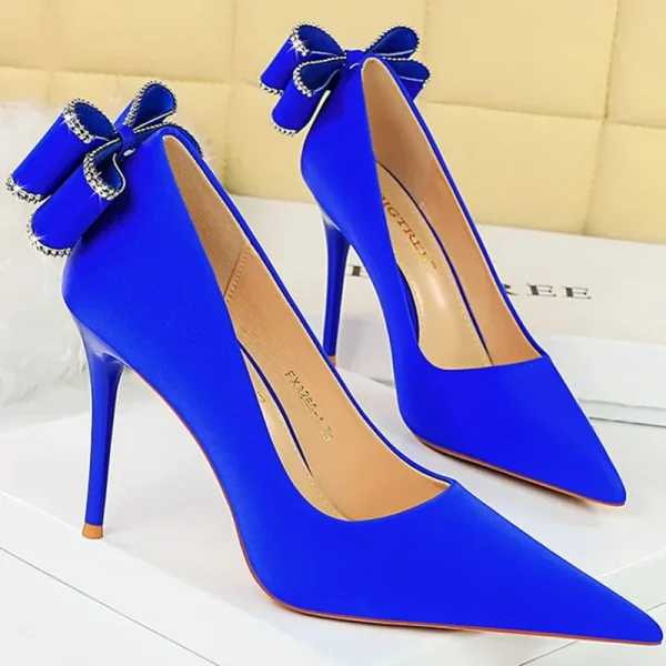 Women 10cm High Heels Pumps Stripper Silk Lady Wedding Bridal Purple - Image 10