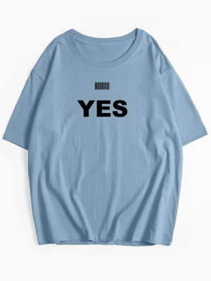 Letter “Yes” Printed T Shirt Women Summer Cotton Soft Short Sleeve Tee Female