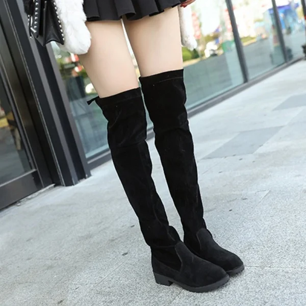 Women Over The Knee Boots Suede Sexy High Heels Lace Up Long Boots  Winter - Image 5