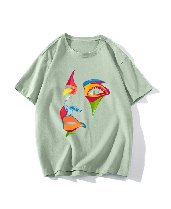 Colorful Face Printed T Shirt Women Summer Cotton Soft Short Sleeve - Image 7