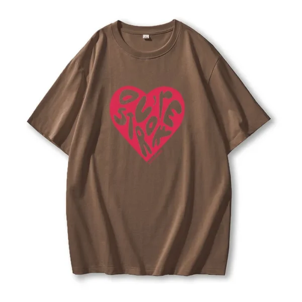 Heart Graphic Printed T Shirts Women Summer Oversized O-neck Short Sleeve - Image 6