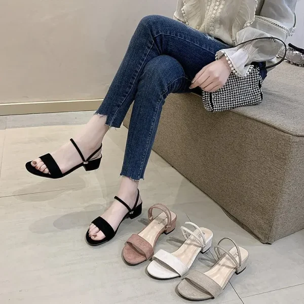 Women Sandals Chunky Heels Slides Summer Sandal Elegant Shoes Women Slipper - Image 2