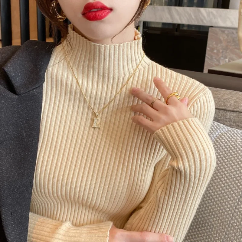 Winter Knitted Shirt Women Sweater Bottoming Shirts Female Long Sleeve - Image 5