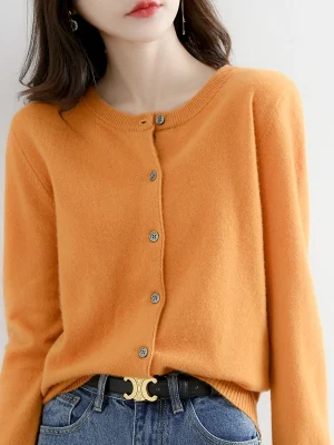 Velvet Cardigan Women Round Neck Spring And Autumn New Loose Knit Coat Sweater